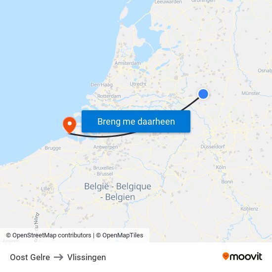 Oost Gelre to Vlissingen map