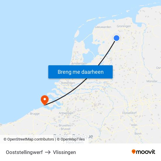 Ooststellingwerf to Vlissingen map