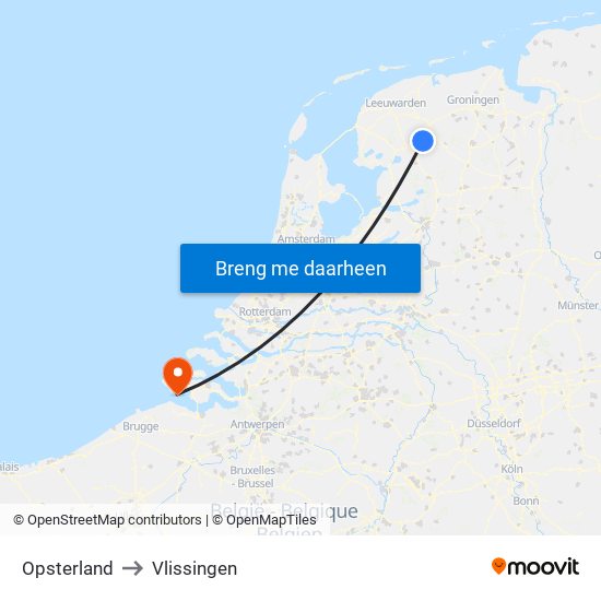 Opsterland to Vlissingen map