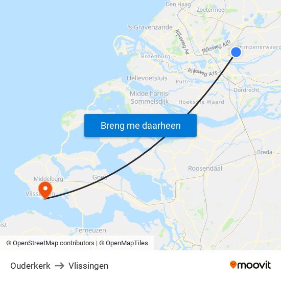 Ouderkerk to Vlissingen map