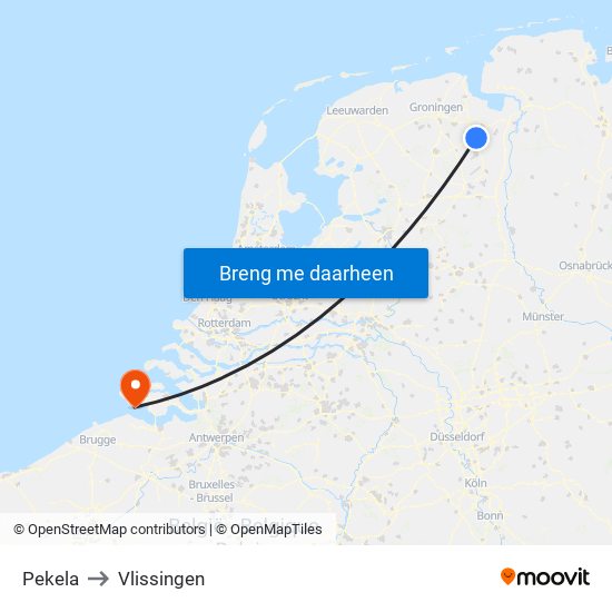 Pekela to Vlissingen map