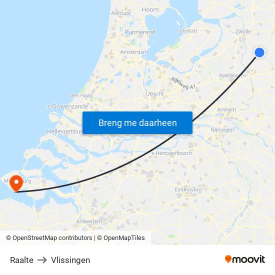 Raalte to Vlissingen map