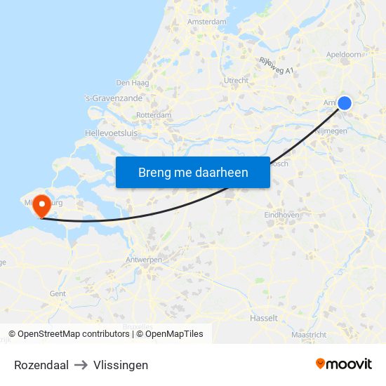 Rozendaal to Vlissingen map