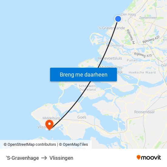 'S-Gravenhage to Vlissingen map