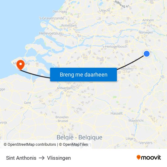 Sint Anthonis to Vlissingen map