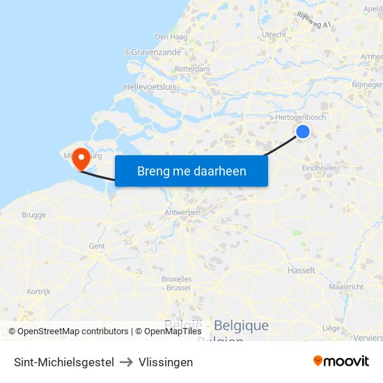 Sint-Michielsgestel to Vlissingen map