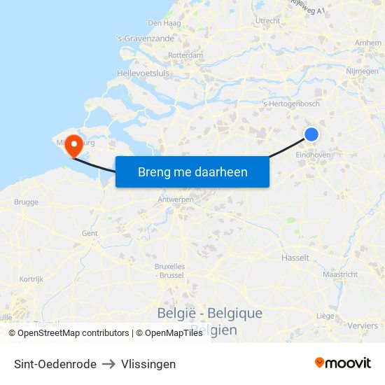 Sint-Oedenrode to Vlissingen map