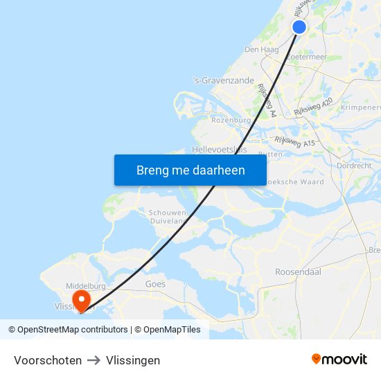 Voorschoten to Vlissingen map