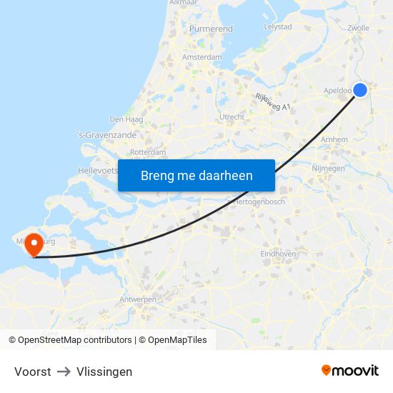 Voorst to Vlissingen map