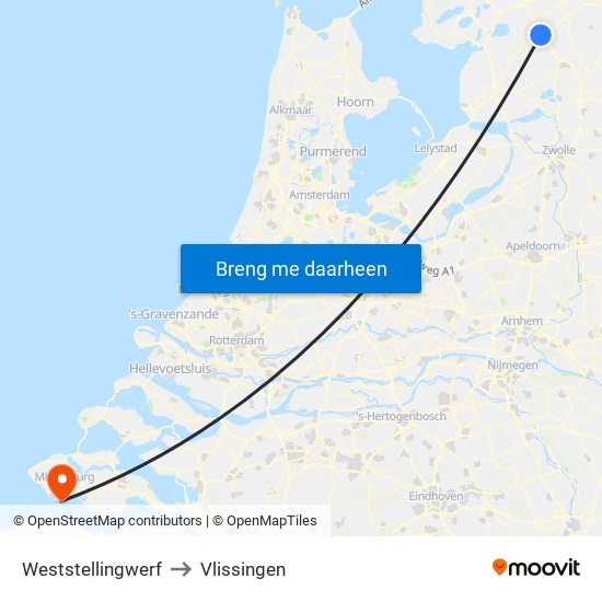 Weststellingwerf to Vlissingen map