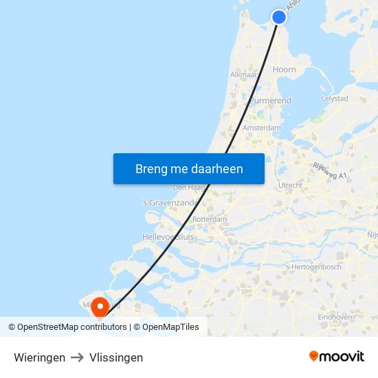 Wieringen to Vlissingen map