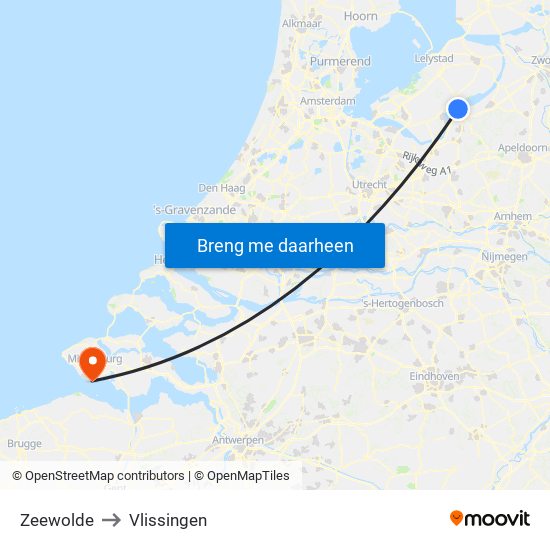 Zeewolde to Vlissingen map