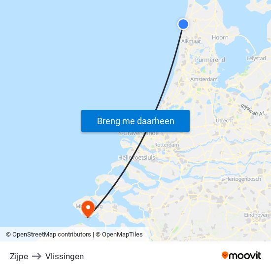 Zijpe to Vlissingen map