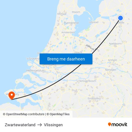 Zwartewaterland to Vlissingen map