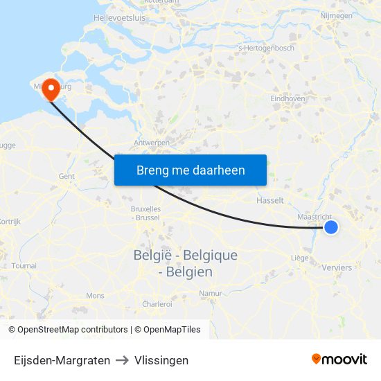 Eijsden-Margraten to Vlissingen map