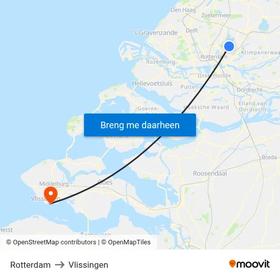 Rotterdam to Vlissingen map