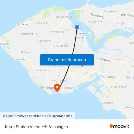Knrm Veere to Vlissingen map