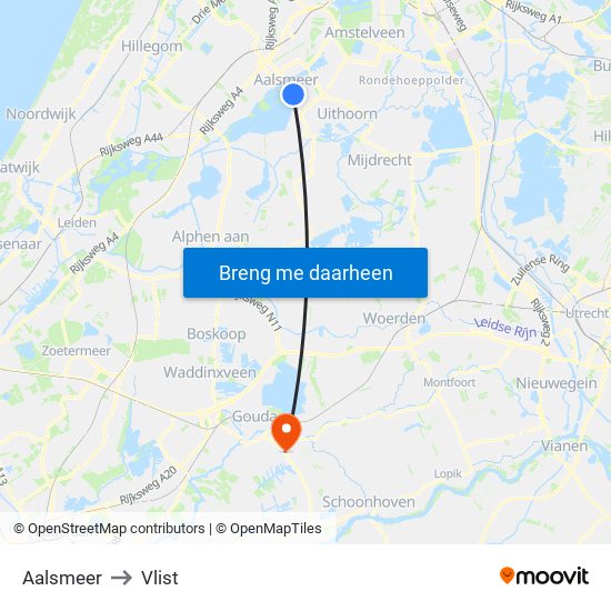Aalsmeer to Vlist map