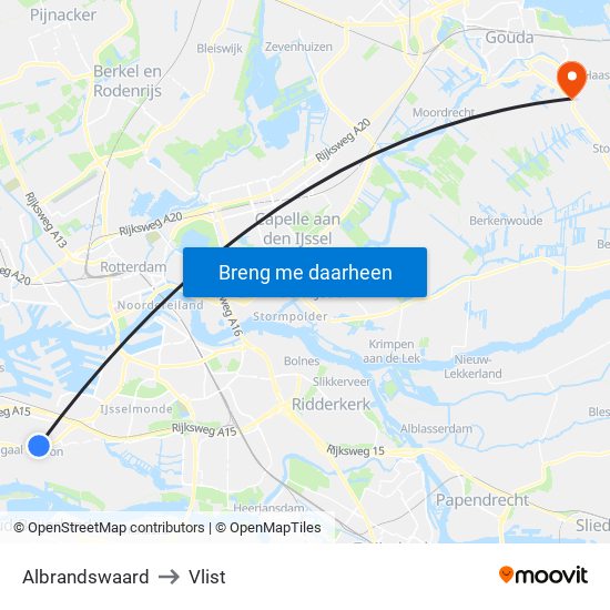 Albrandswaard to Vlist map