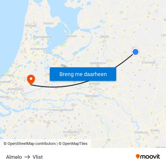 Almelo to Vlist map