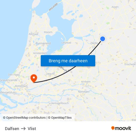 Dalfsen to Vlist map