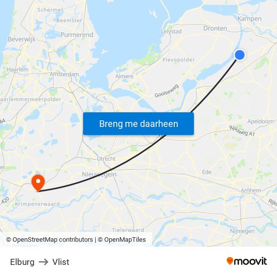 Elburg to Vlist map