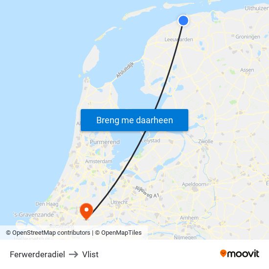 Ferwerderadiel to Vlist map