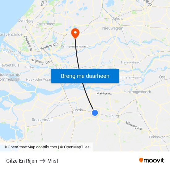 Gilze En Rijen to Vlist map