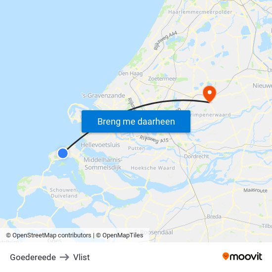 Goedereede to Vlist map