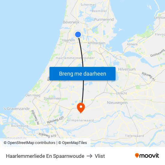 Haarlemmerliede En Spaarnwoude to Vlist map