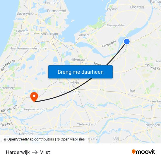 Harderwijk to Vlist map