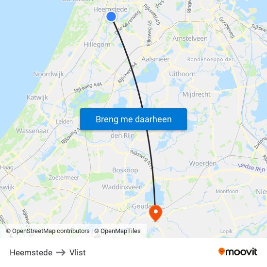 Heemstede to Vlist map