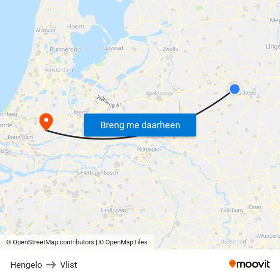 Hengelo to Vlist map