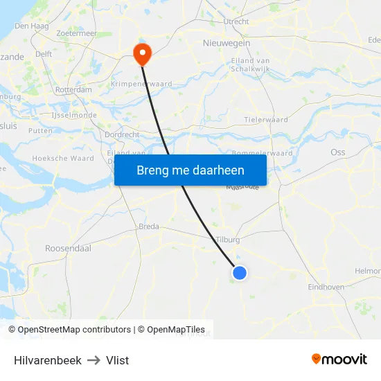 Hilvarenbeek to Vlist map