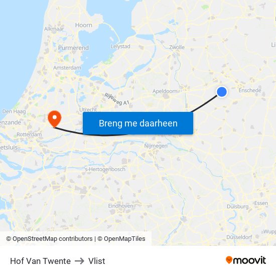 Hof Van Twente to Vlist map