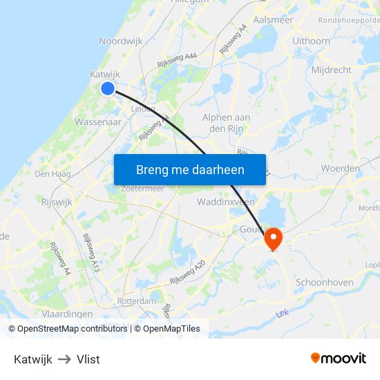 Katwijk to Vlist map