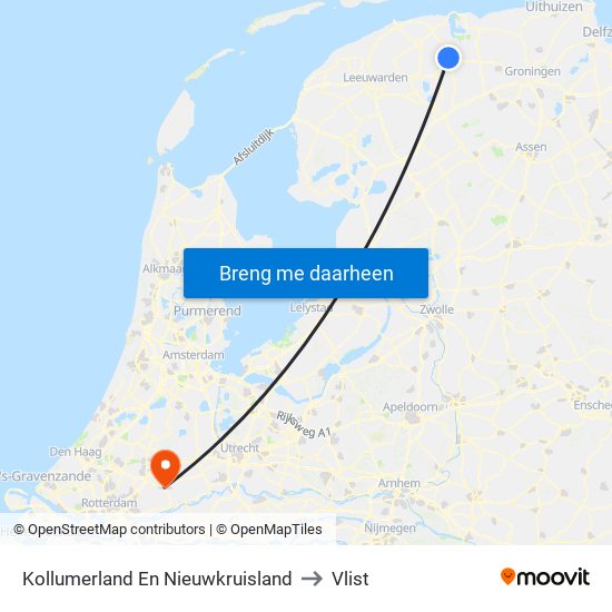 Kollumerland En Nieuwkruisland to Vlist map
