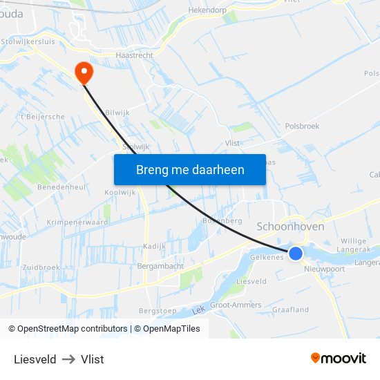 Liesveld to Vlist map