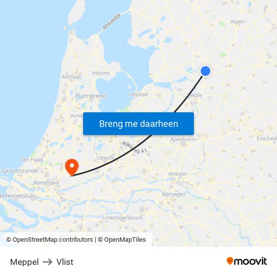 Meppel to Vlist map