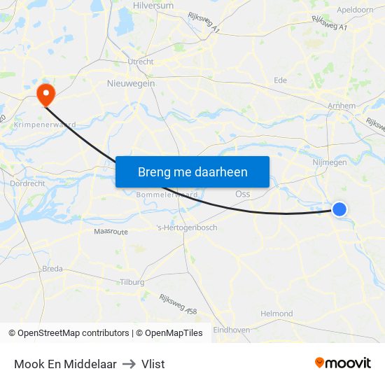 Mook En Middelaar to Vlist map