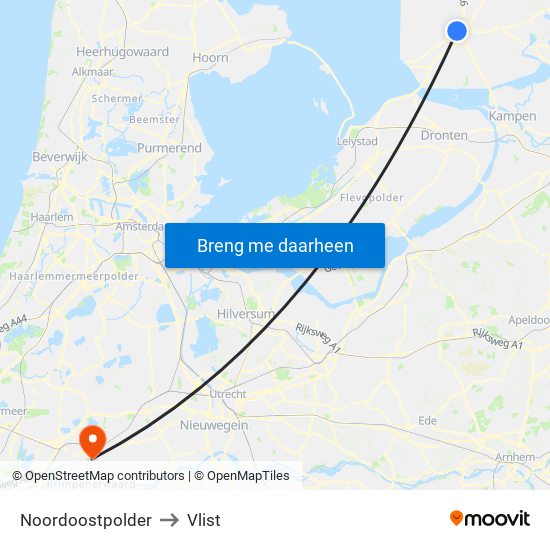 Noordoostpolder to Vlist map