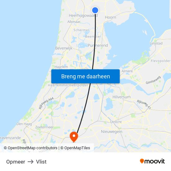 Opmeer to Vlist map