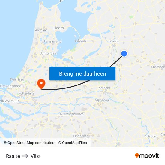 Raalte to Vlist map