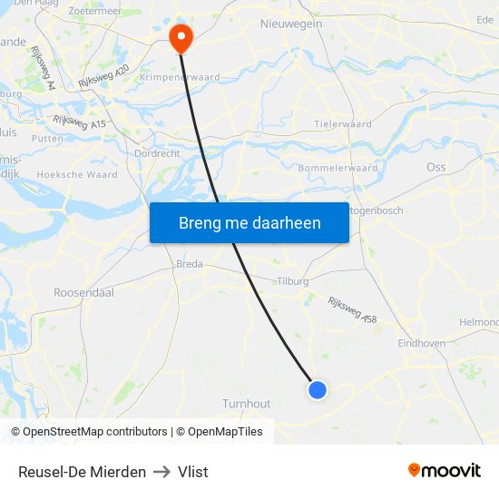 Reusel-De Mierden to Vlist map