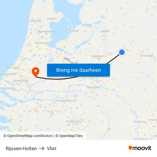 Rijssen-Holten to Vlist map