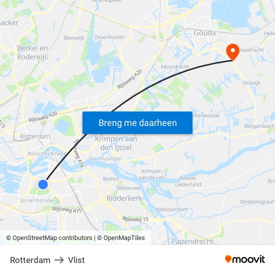 Rotterdam to Vlist map