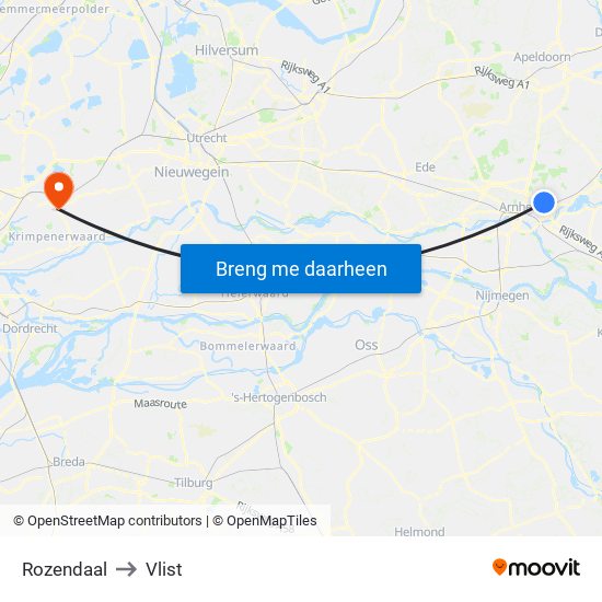 Rozendaal to Vlist map