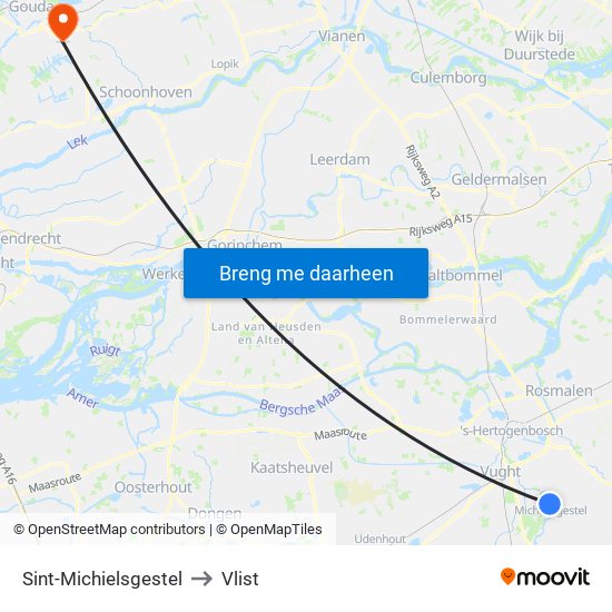 Sint-Michielsgestel to Vlist map