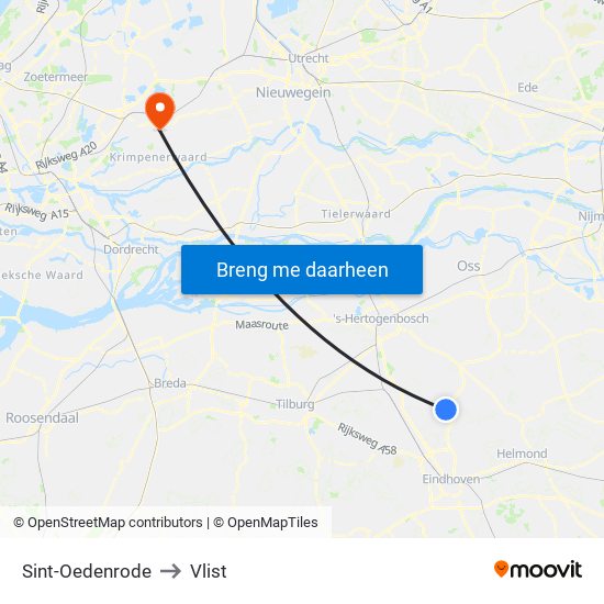 Sint-Oedenrode to Vlist map
