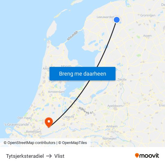 Tytsjerksteradiel to Vlist map